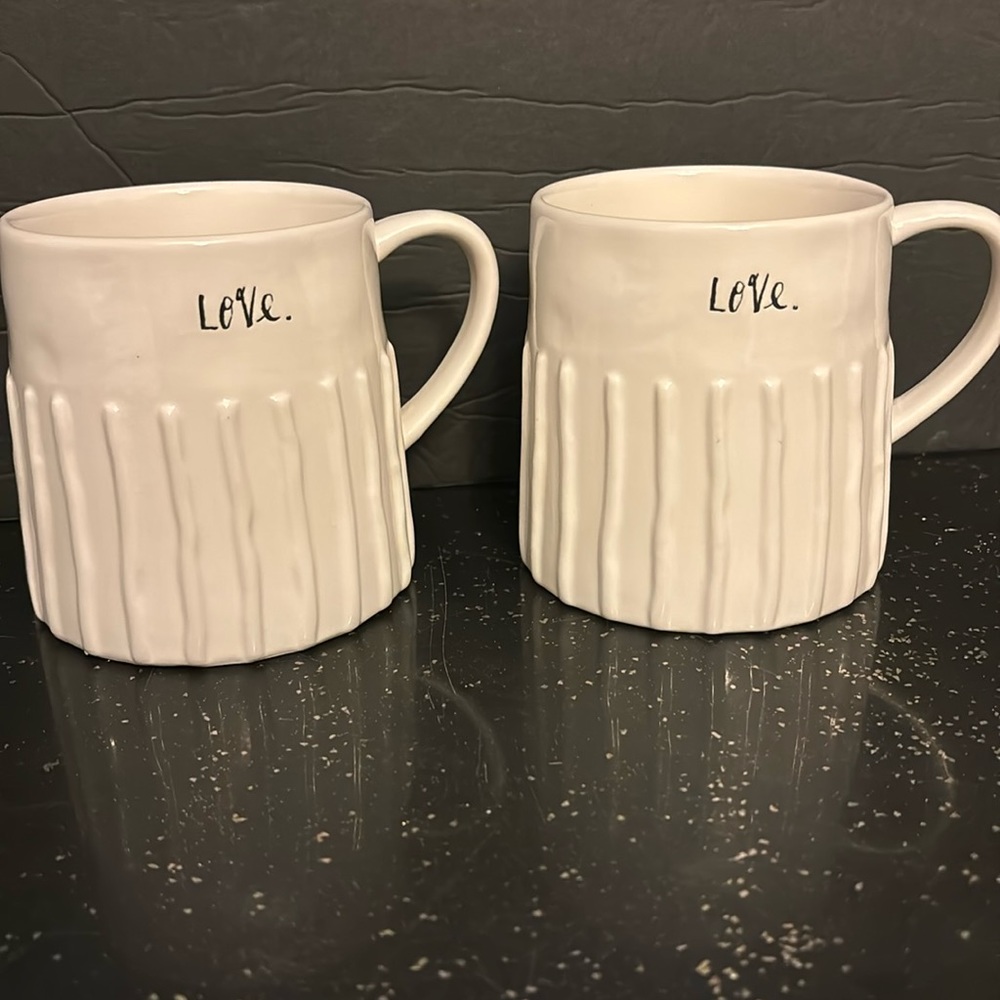 Rae Dunn “Love” coffee cups lot of 2